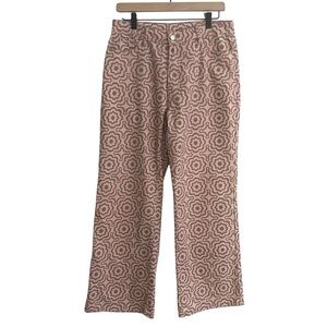 BaeVely Wide Leg Boho Pants Womens Large Retro Floral High Rise Festival